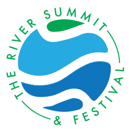 Blue and green pattern with green text encircling it