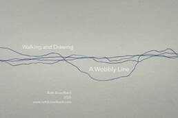 Pen lines wobble horizontally across a page with title of work and maker text