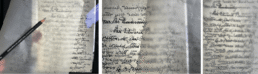 black and blue ink text-like marks