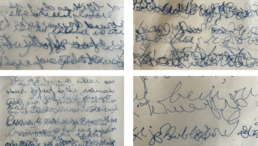 blue ink text-like marks